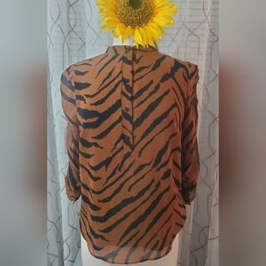 NWT White House Black Market Small Rust and Black Animal Print Top
